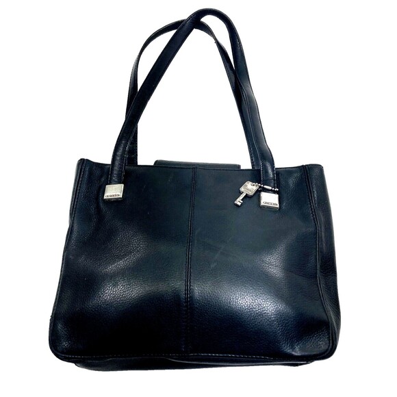 Fossil HandBag Purse Vtg Pebbled Leather 75082 Black Key Shoulder Tote Boho Prep - Picture 1 of 16